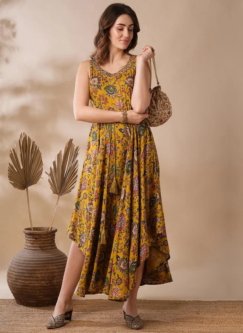 globus Globus Women Floral Embroidered Ethnic Maxi Dress